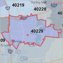Map of 40229 Louisville Kentucky