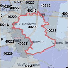 Map of ZIP code 40299 Louisville Kentucky