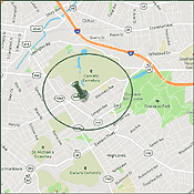 Map of Cherokee Triangle Louisville Kentucky