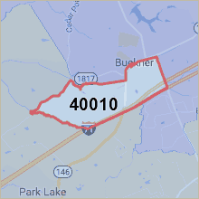 Map of ZIP code 40010 Louisville Kentucky