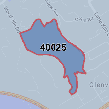 Map of ZIP code 40025 Louisville Kentucky
