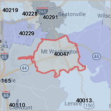 Map of ZIP code 40047 Louisville Kentucky