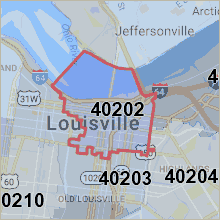 Map of ZIP code 40202 Louisville Kentucky