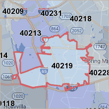 Map of ZIP code 40219 Louisville Kentucky
