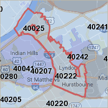 Map of ZIP code 40222 Louisville Kentucky