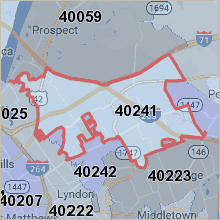 Map of ZIP code 40241 Louisville Kentucky