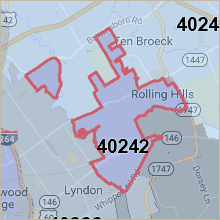 Map of ZIP code 40242 Louisville Kentucky