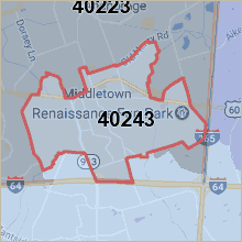 Map of ZIP code 40243 Louisville Kentucky