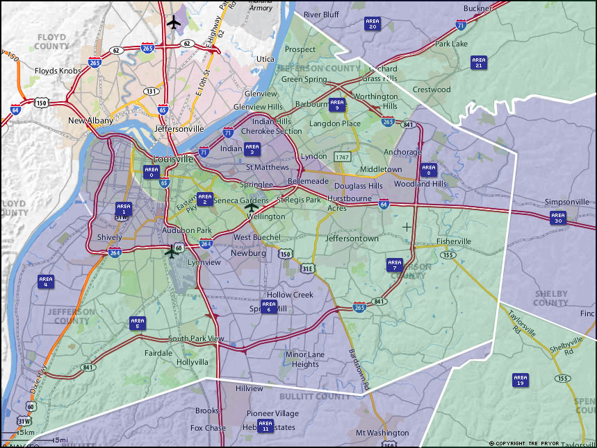 Louisville MLS Areas Map